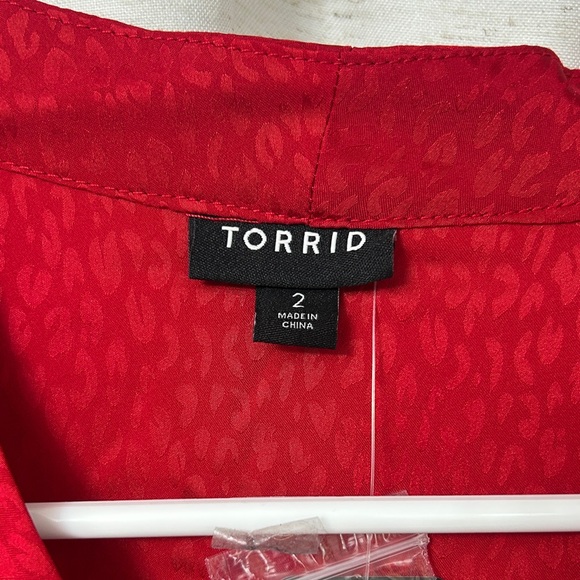 Torrid Vibrant Red Button-Up Blouse - Picture 2 of 5